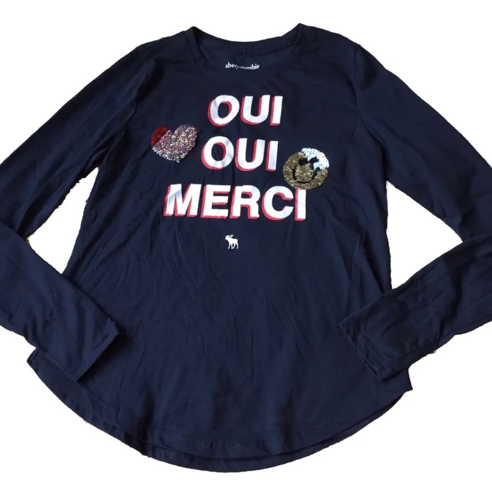 ABERCROMBIE Kids Girls size 13/14 OUI MERCI SHIRT